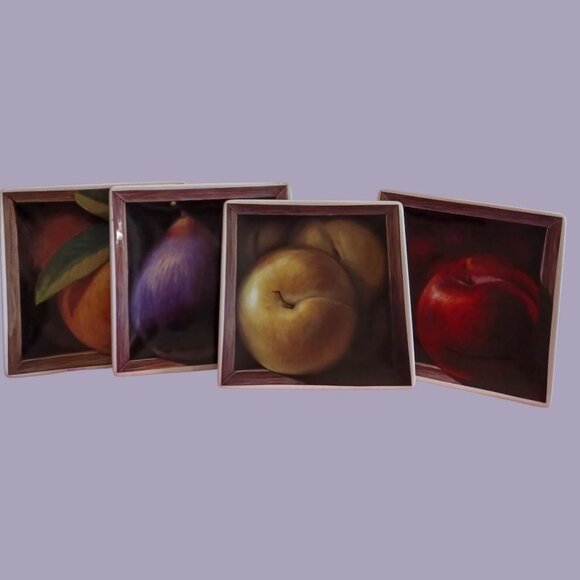 CIC by Jay Mercado Set Of 4 Ceramic Fruit-Themed Square Plates - Picture 2 of 13